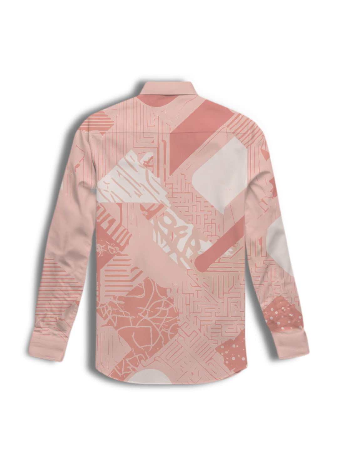 AI Imagined Pink Maze Stencil Men's Collar Shirt
